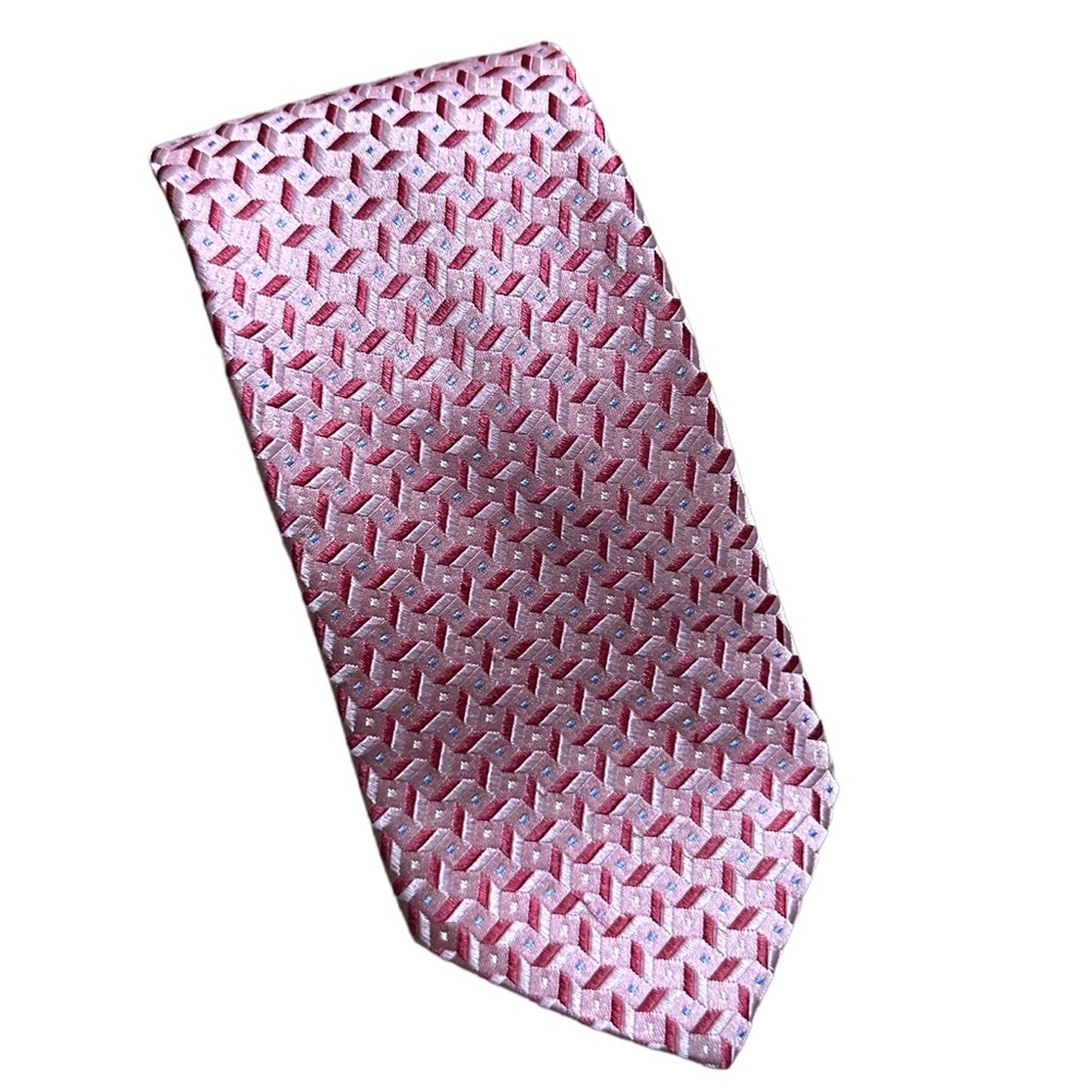 Nordstrom Geometric Pink Silk Tie EUC